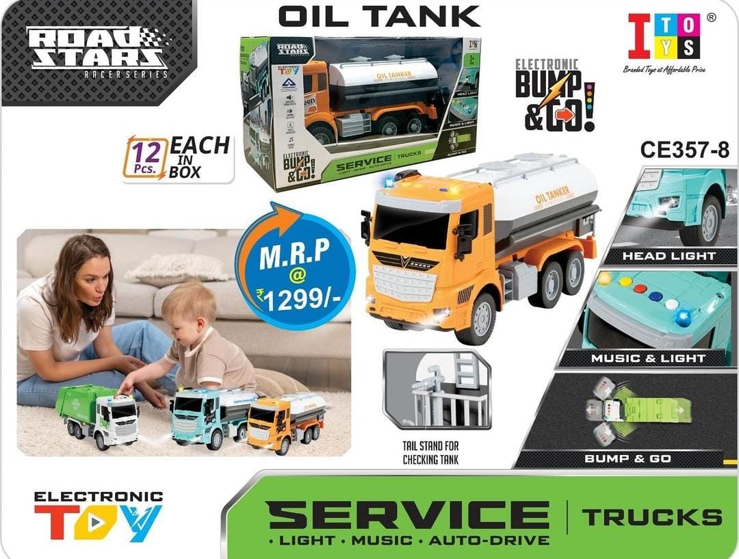 Itoys Oil Tank Bump & Go | Light & Music - Yellow