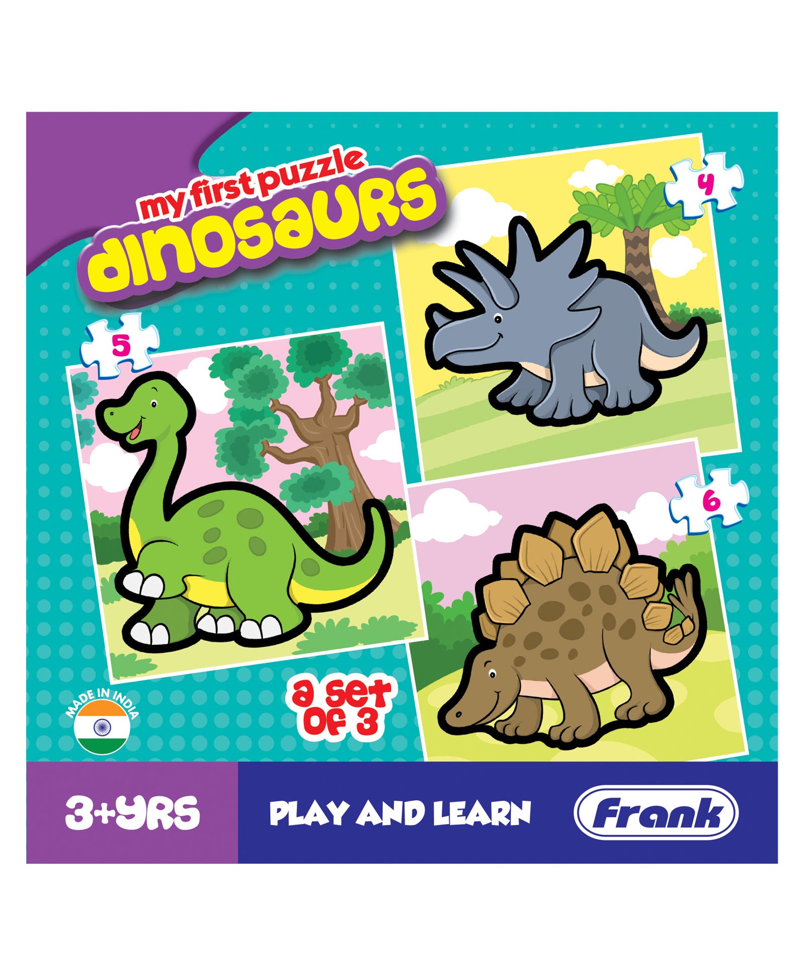 Frank Dinosaurs Jigsaw Puzzle Multicolor- 15 Pieces