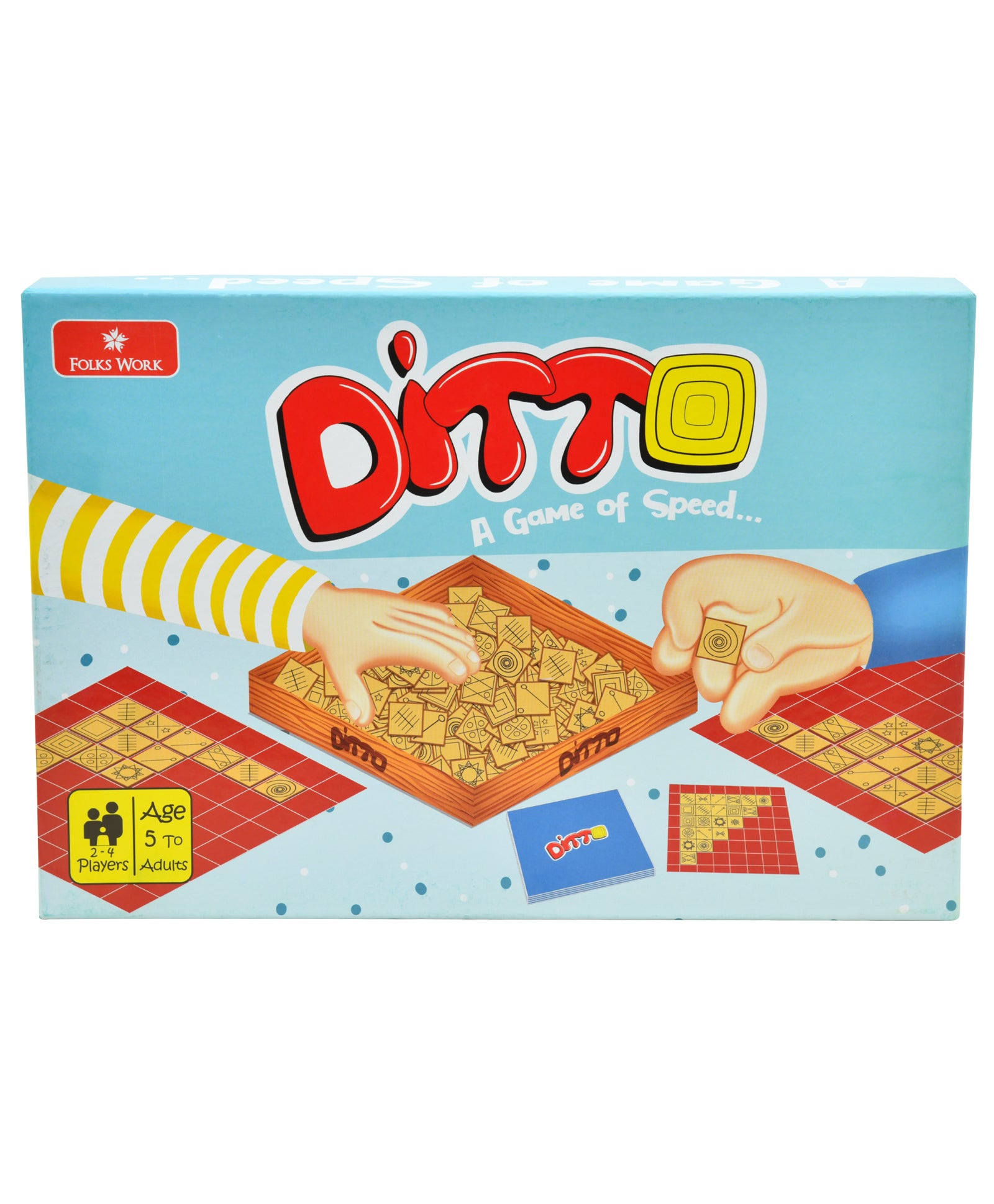 Folks Work DITTO Board Game - Wooden Tile Strategy Game for All Ages
