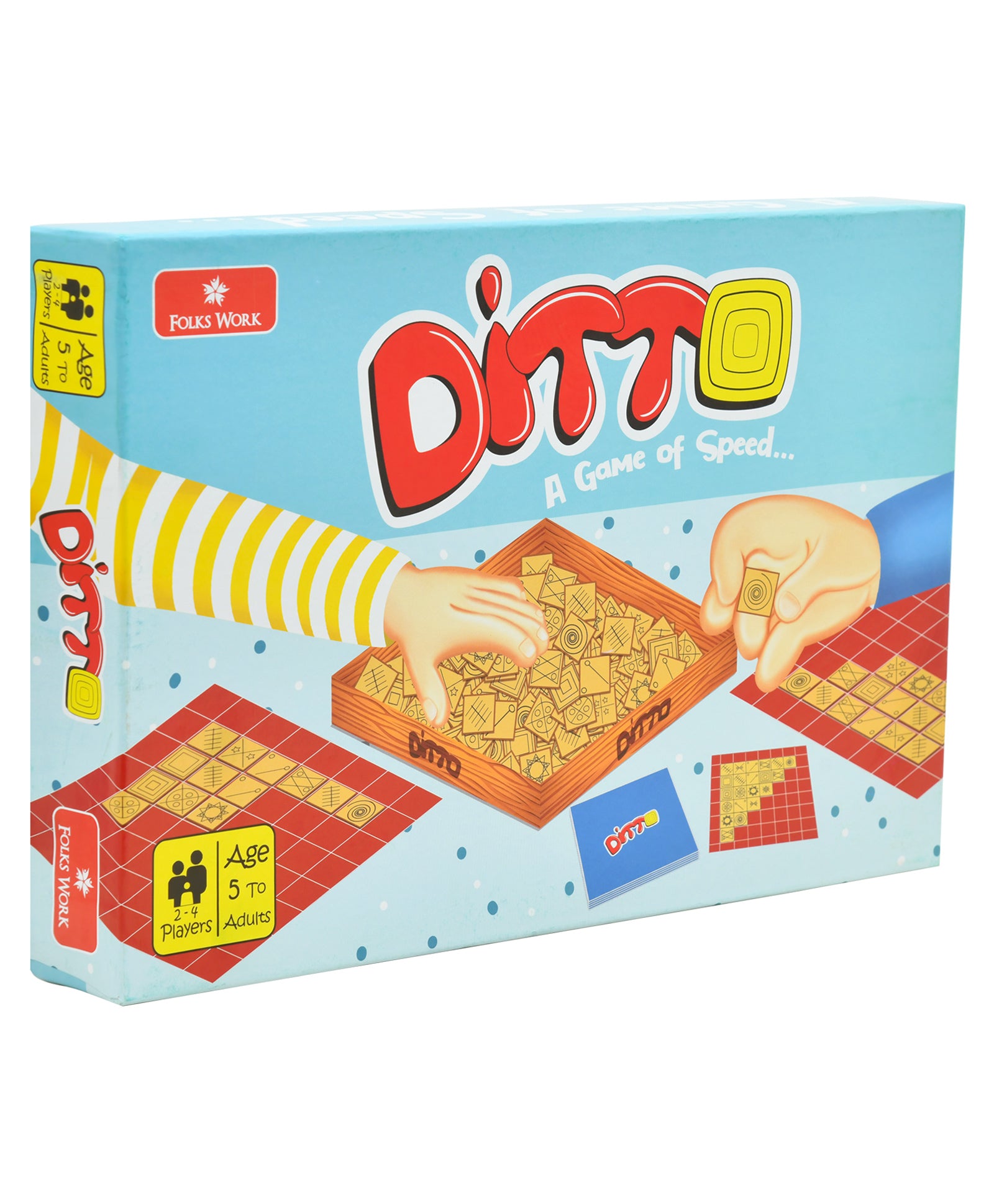 Folks Work DITTO Board Game - Wooden Tile Strategy Game for All Ages