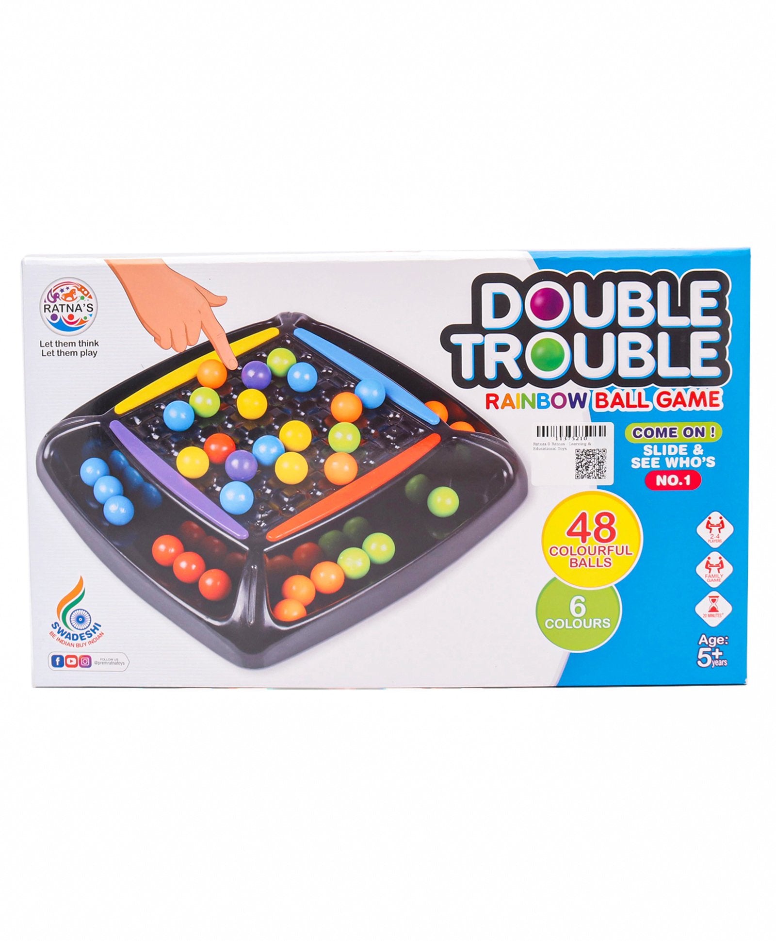 Ratnas Double Trouble Rainbow Ball Game - Multicolor