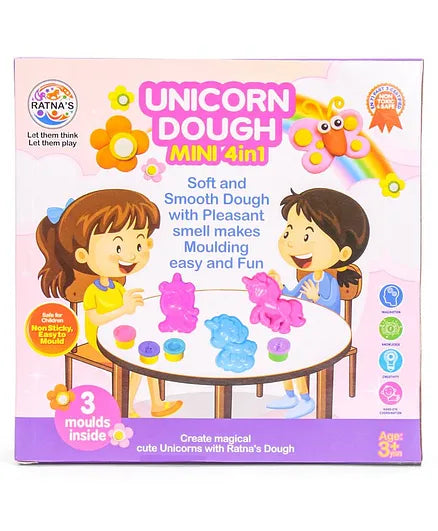 Ratnas mini 4 In 1 Unicorn Dough Art For Kids - Color and Design May Vary