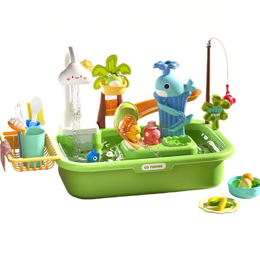 Kids Kitchen Sink Toys Electric Faucet Pump Water Toys for Kids - 43 Pcs