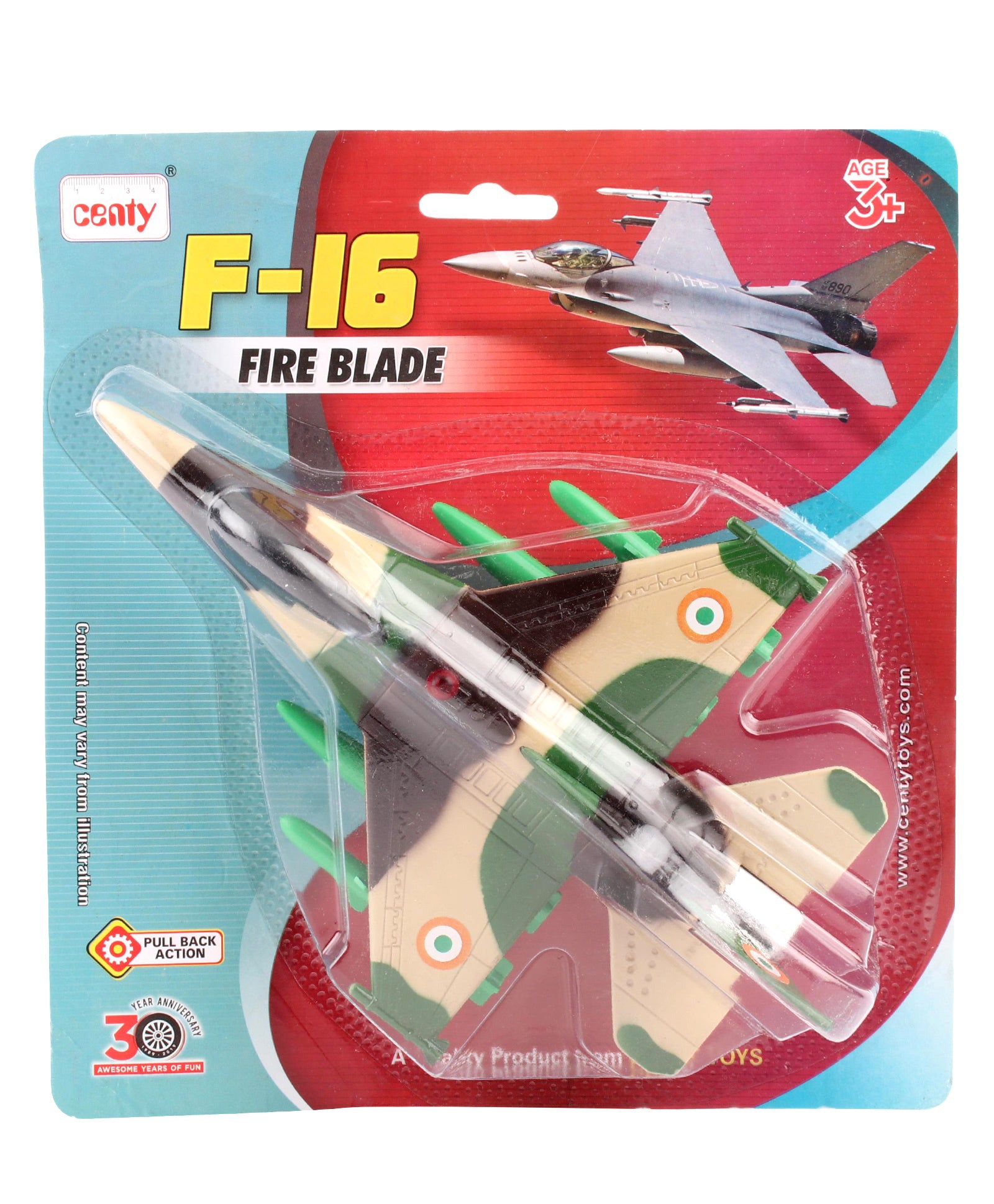 Centy F-16 Pull Back Action Fire Blade Plane - Multicolor