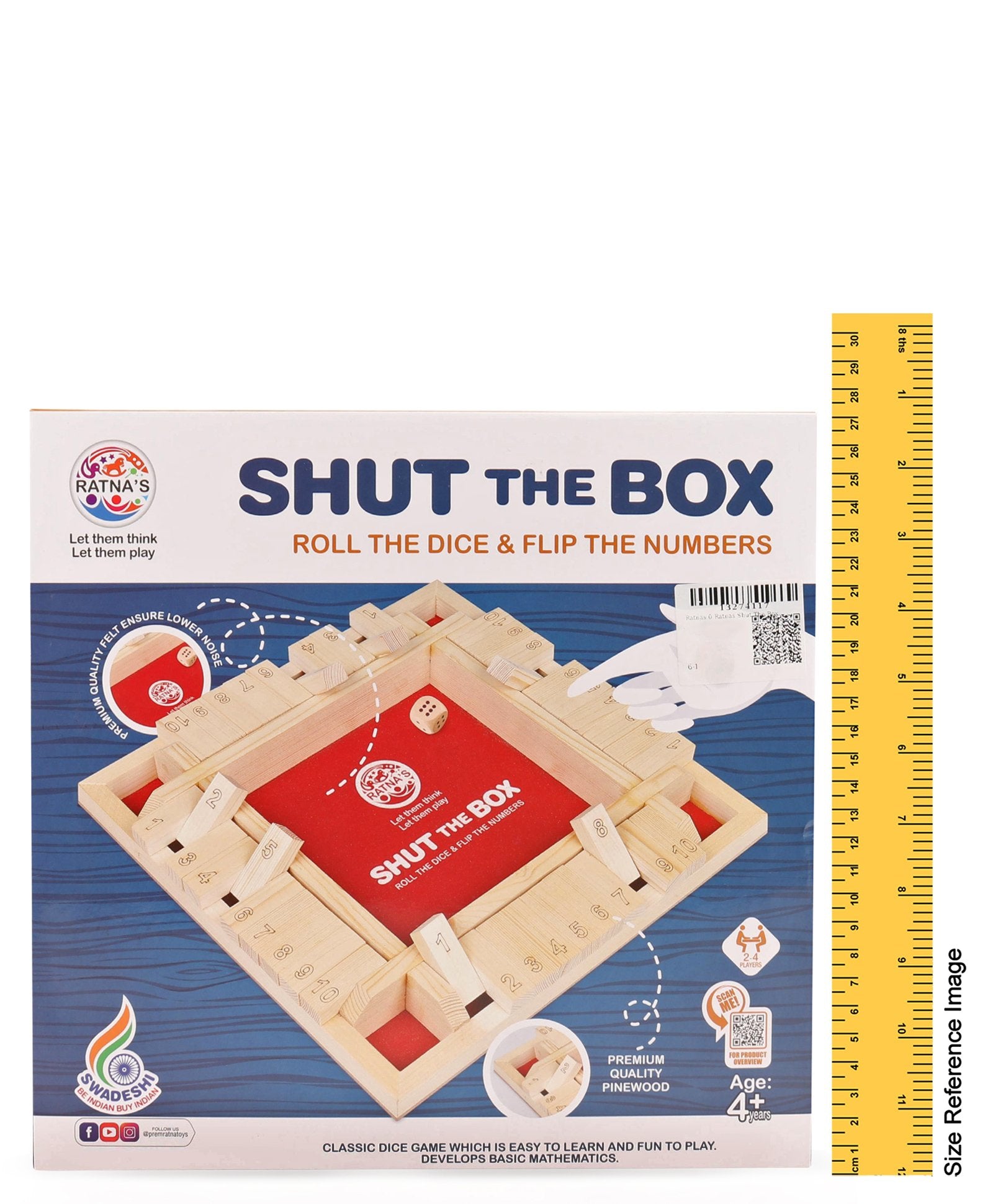Ratnas Shut The Box Wooden Dice Game - Beige