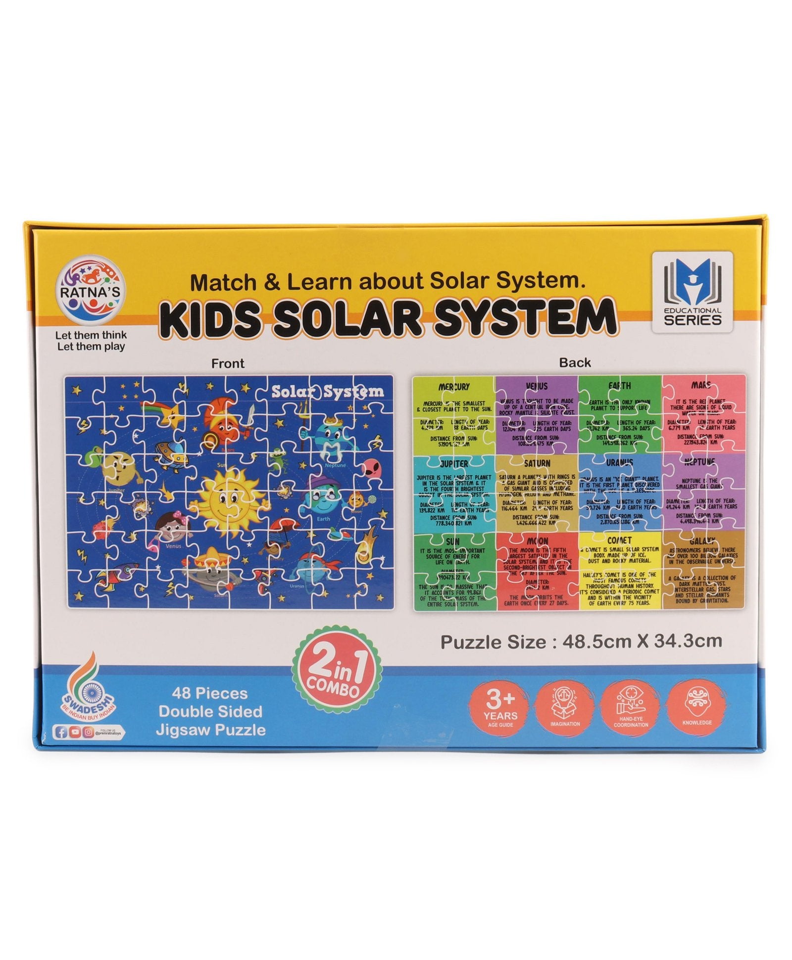 Ratnas Match and Learn Kids Solar System Jigsaw Puzzle- 48 Pieces