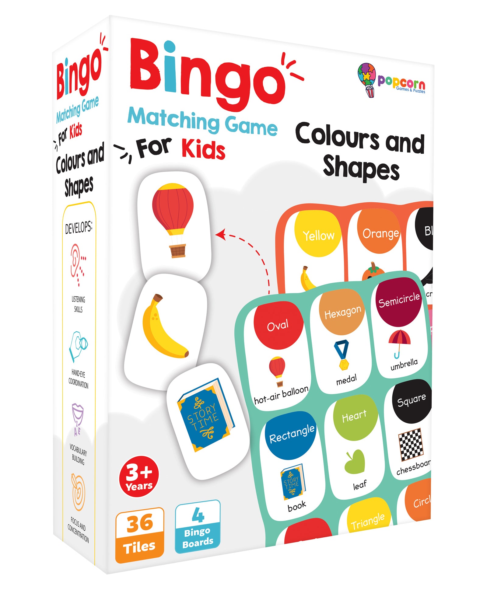 Popcorn Games & Puzzles Bingo Colours and Shapes Matching Game for Kid