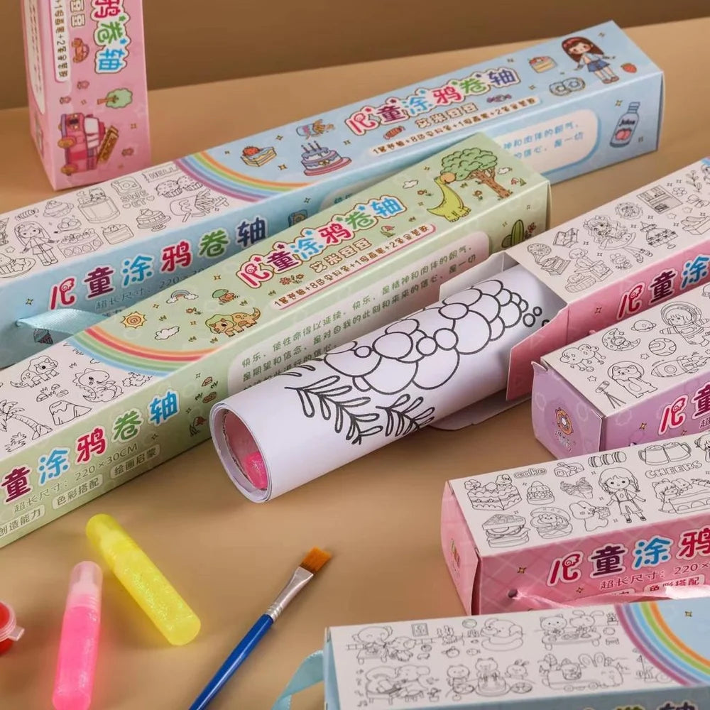 Children Doodle Coloring Roll For Kids Character Random - Assorted
