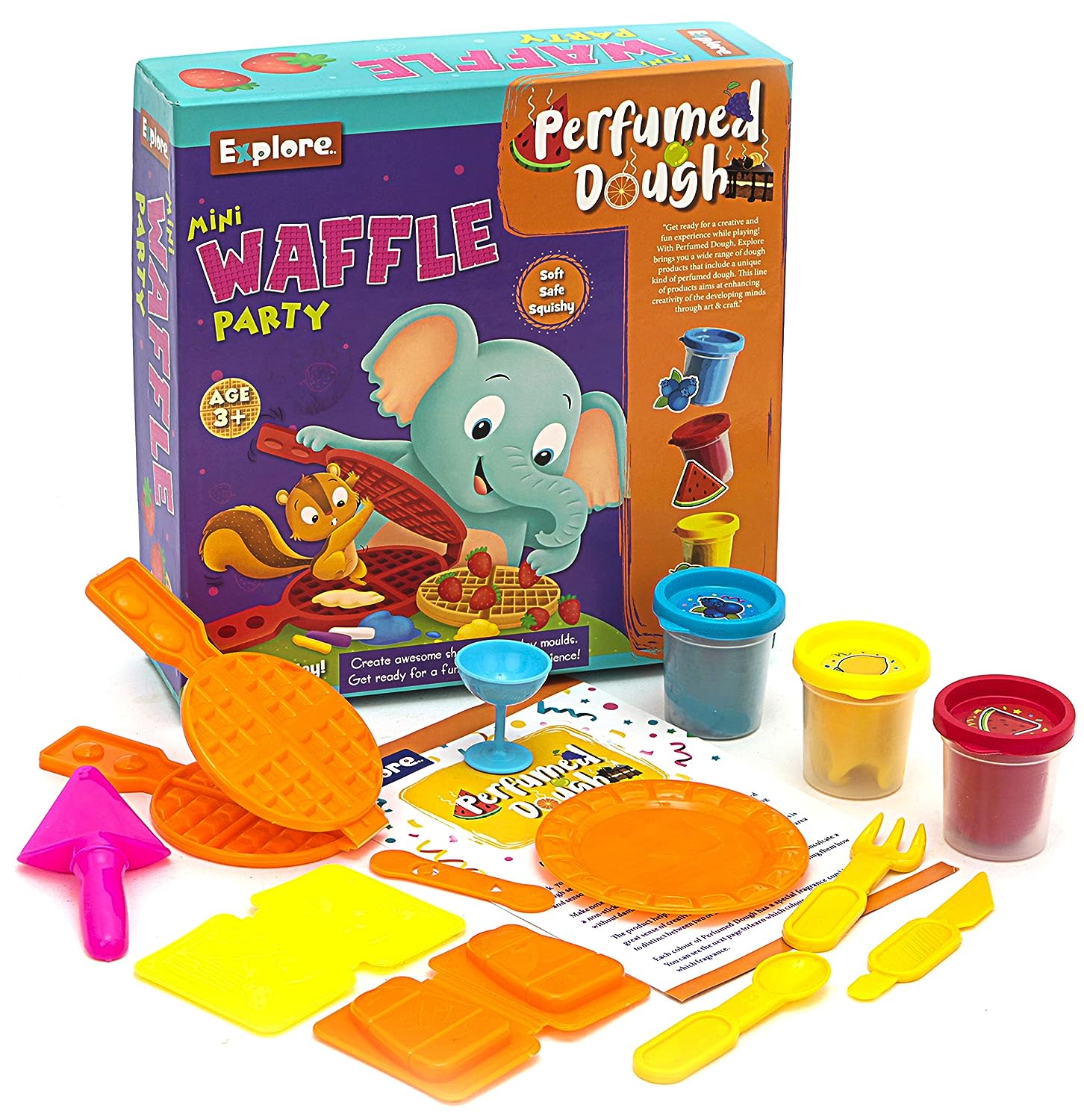 Explore | Perfumed Dough | Mini Waffle Party Activity Toy Set for kids - Multicolor