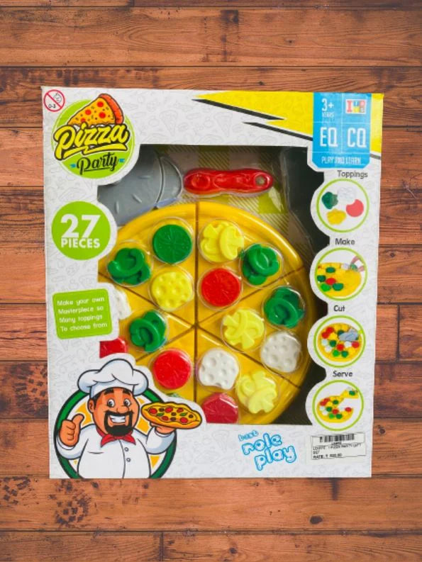 Itoys Round Pizza Party Fast Food Pretend Cooking & Cutting Play Set - Multicolor