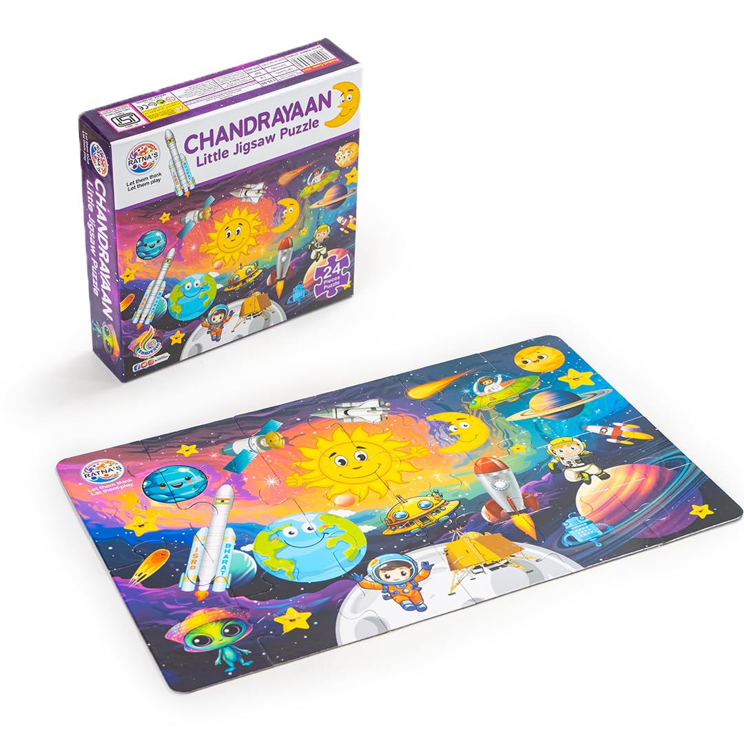 Ratna's Chandrayaan Little Jigsaw Puzzle 24 pcs for Kids - Multicolor - Pack of 2 Pcs