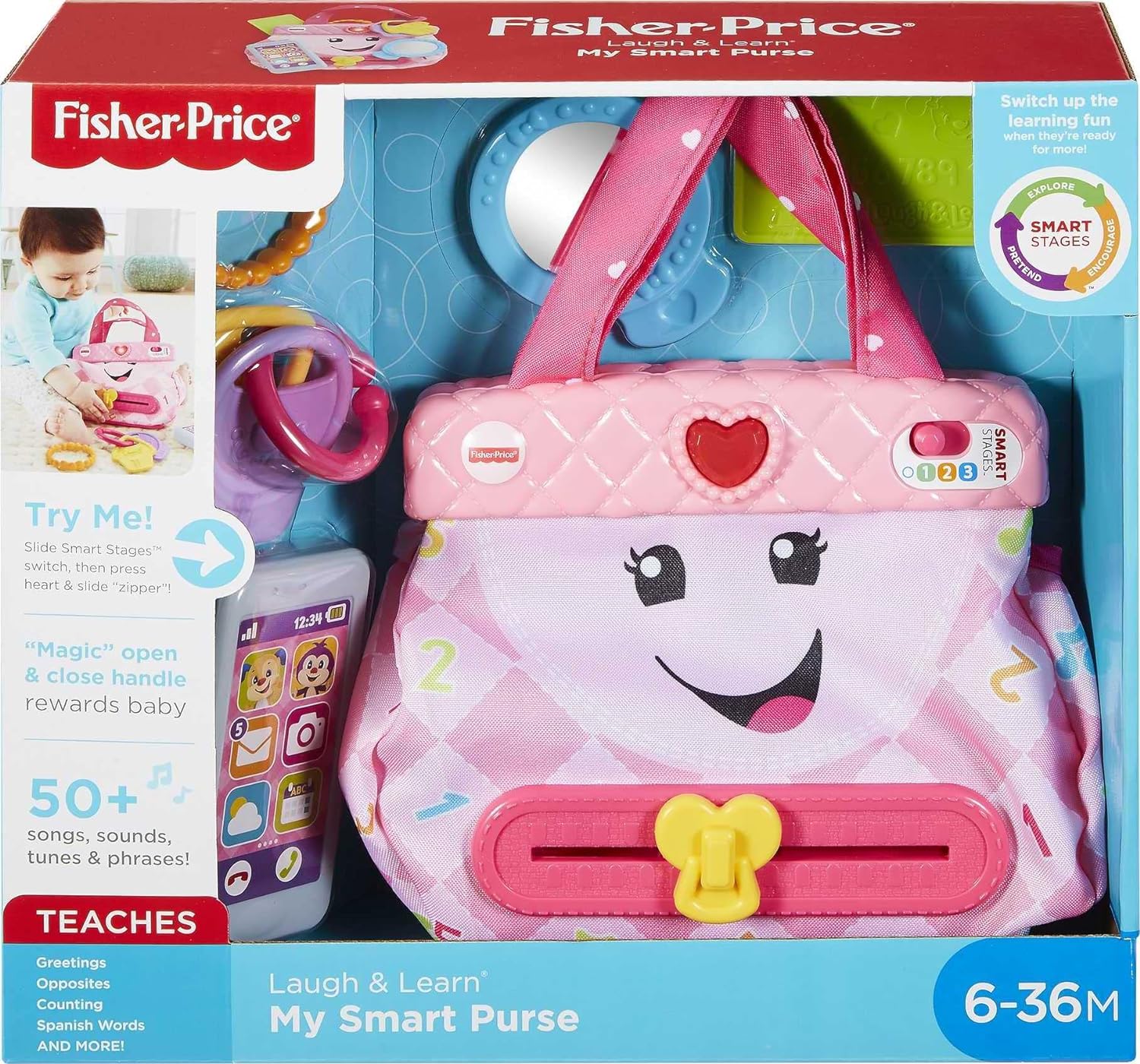 Fisher-price Smart Purse Learning Toy With Lights Educational Content 