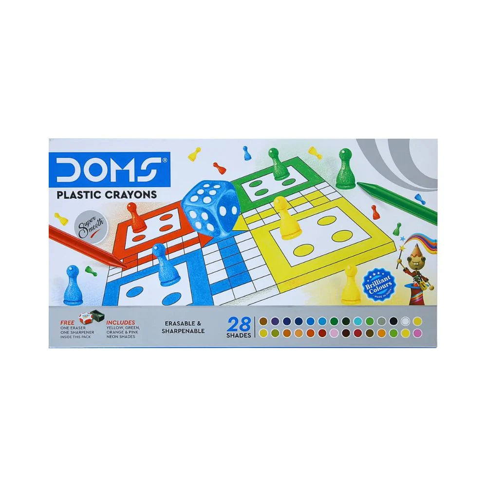 DOMS, Plastic Crayons | Set of 28 Crayons - Multi color - Pack of 3 Pcs