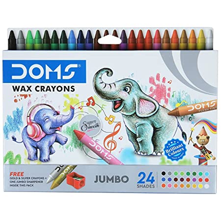 Doms Jumbo Wax Crayons- 24 Shades, Multicolor - Pack of 3 Pcs