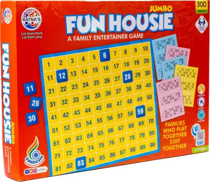 Ratnas Fun Housie Jumbo Party & Fun Games Board Game - 300 Tickets