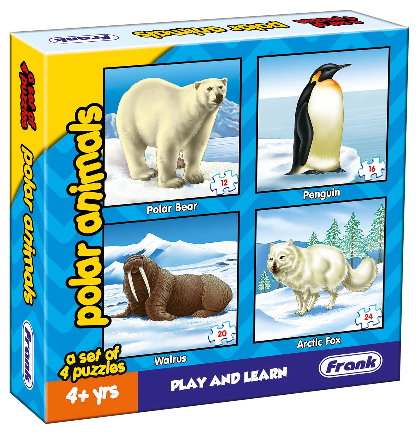 Frank Animal Puzzles for Kids - Polar Animals - Set of 4 Jigsaw Puzzles for Kids