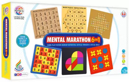 Ratnas Mental Marathon 6 in 1 Mind challenge Game Party & Fun Games Board Game - Multicolor
