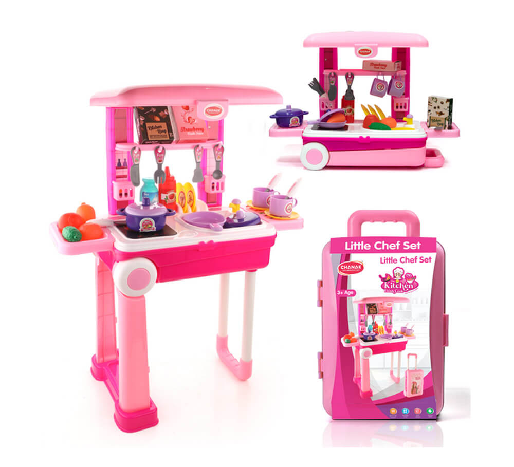 Chanak Kitchen Set Trolley | Little Chef Set | Kids Kitchen Playset | for Kids - Color & Design May Vary