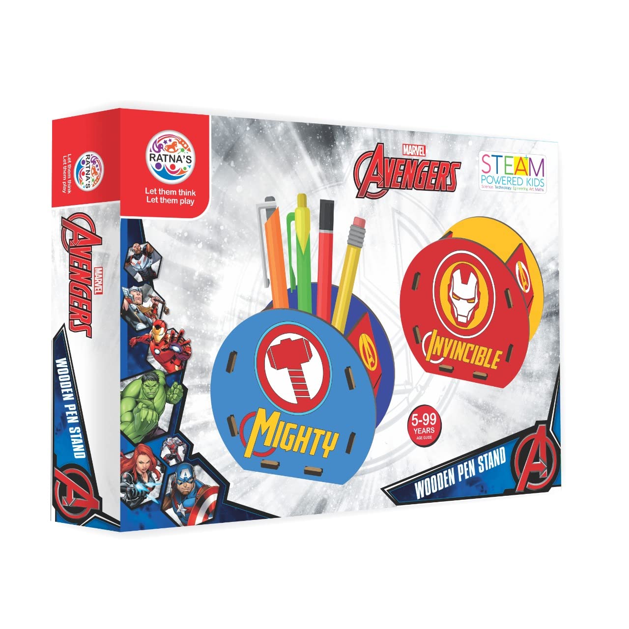 Ratna's Wooden Pen Stand Avengers | DIY Art & Craft Build and Paint Kit for Kids | Multicolor