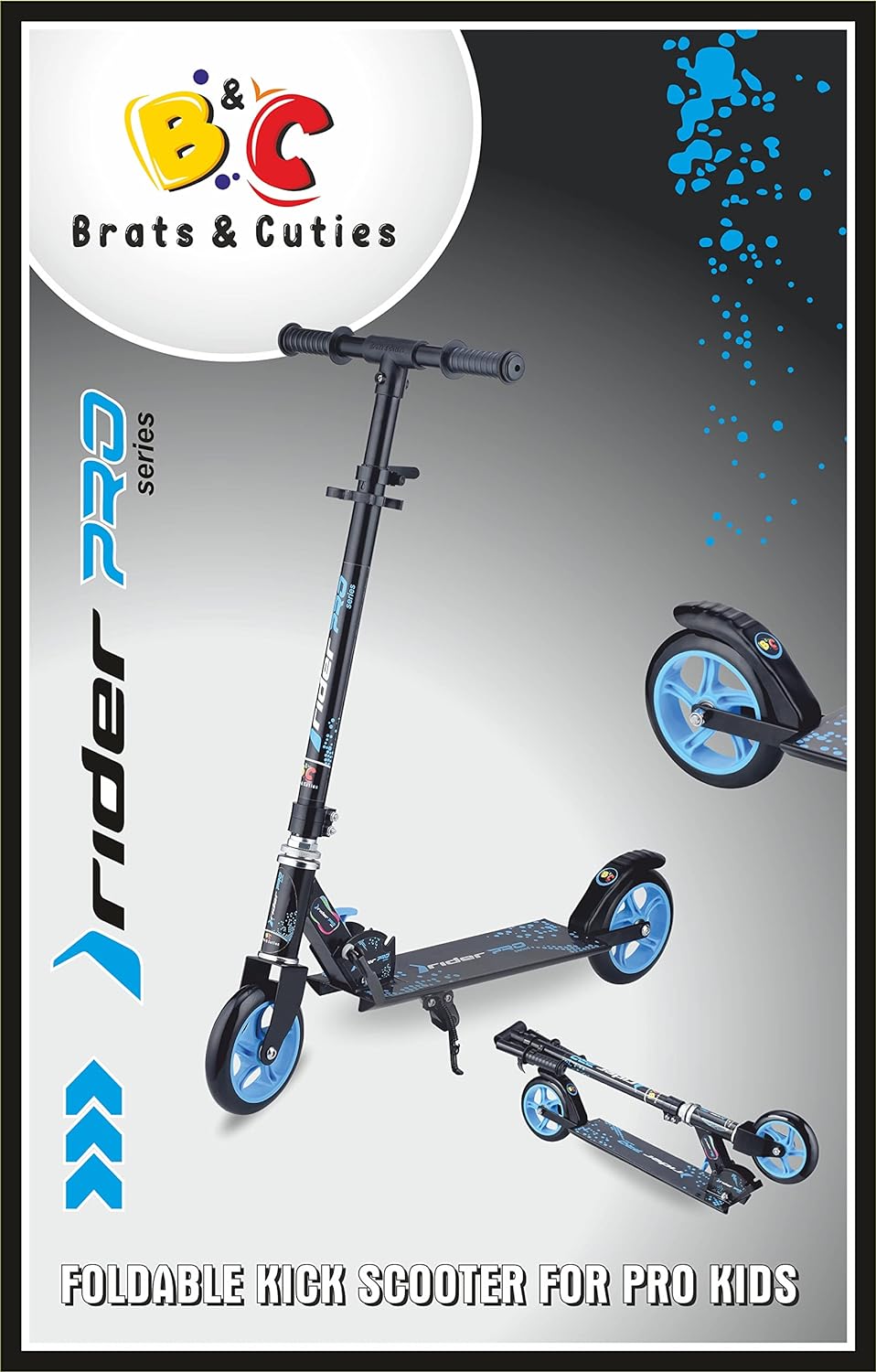 Brats & Cuties Road Runner Rider Pro Scooter for Kids of 6 to 14 Years Skating Kids Kick Scooters with Ting Ting Bell - Weight Capacity utpo 35Kgs (Blue)