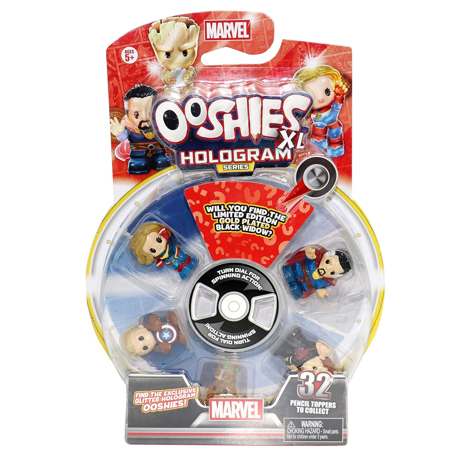 Ooshies Disney Marvel XL - 6 Pack - Groot, Yellow Black Panther, Glitter Doctor, Captain Marvel, Black Widow - Multicolor