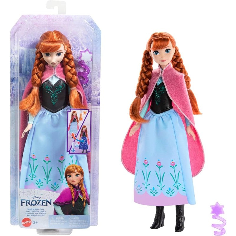 Mattel Disney Frozen Anna Magical Color-Change Skirt Fashion Doll, Inspired by Disney Movie | Multicolor