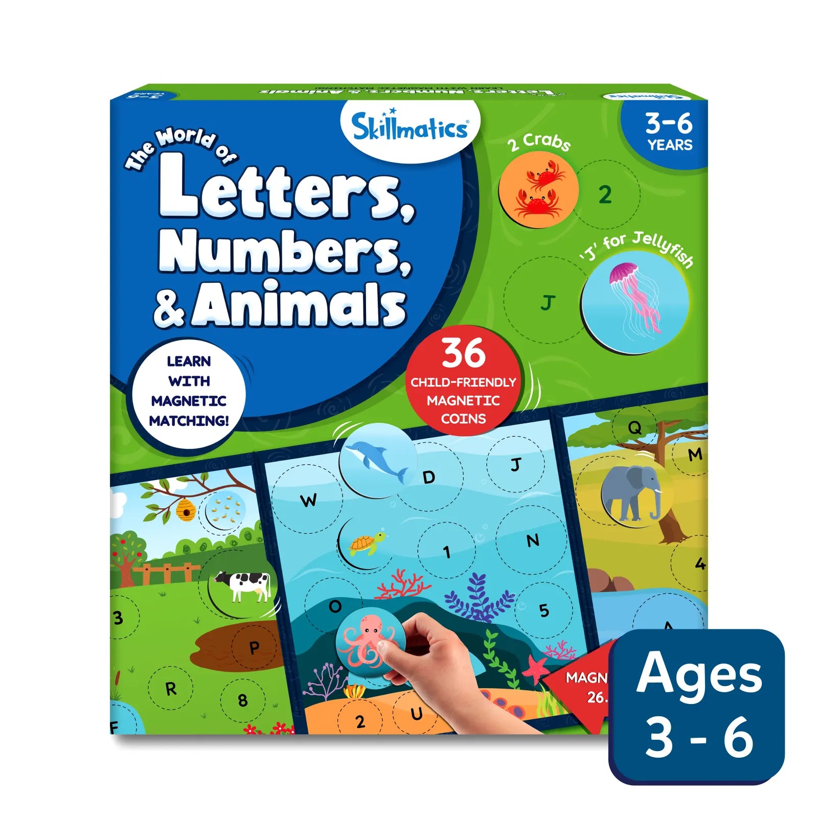 Skillmatics Letters, Numbers & Animals | Magnetic Matching Activity - Multicolor