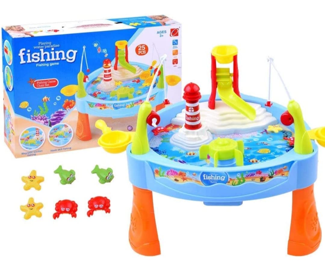 Water Paradise Fishing Game Set (Battery Operated) with Electric Rotation and Lights and Sounds for Kids Multicolor