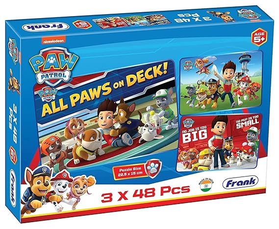 Frank Paw Patrol Puzzles - 48 Pieces 3 in 1 Jigsaw Puzzles for Kids