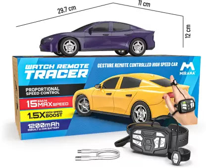 Mirana Watch Tracer C-Type Charging Racing RC Car with Gesture Remote - Multicolor - Assorted