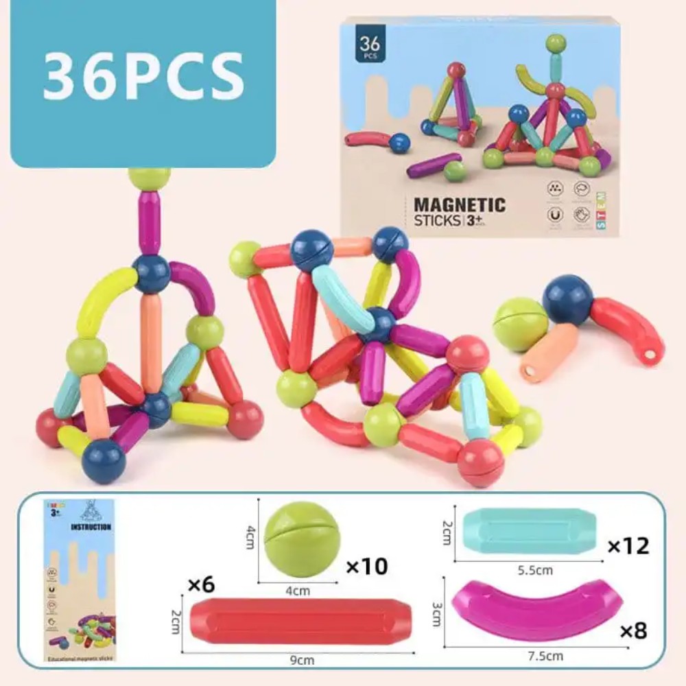 Magnetic Sticks 36 Pcs Building Blocks For Kids - Multicolor