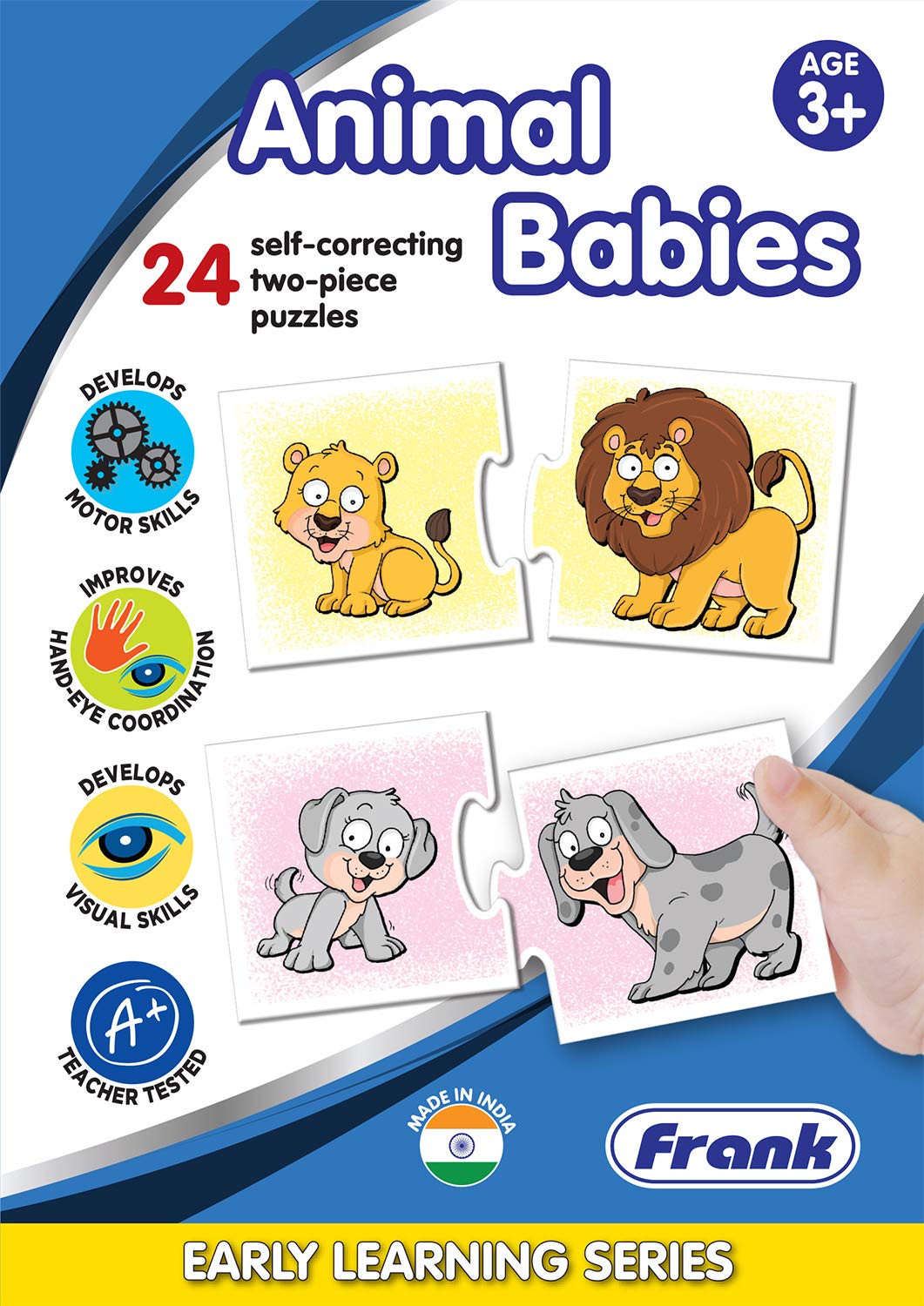 Frank | Animal Babies | 24 self-Correcting Two-Piece Puzzles | Early Learning Series – Fun and Challenging | Educational Toys and Games for kids - Multicolor