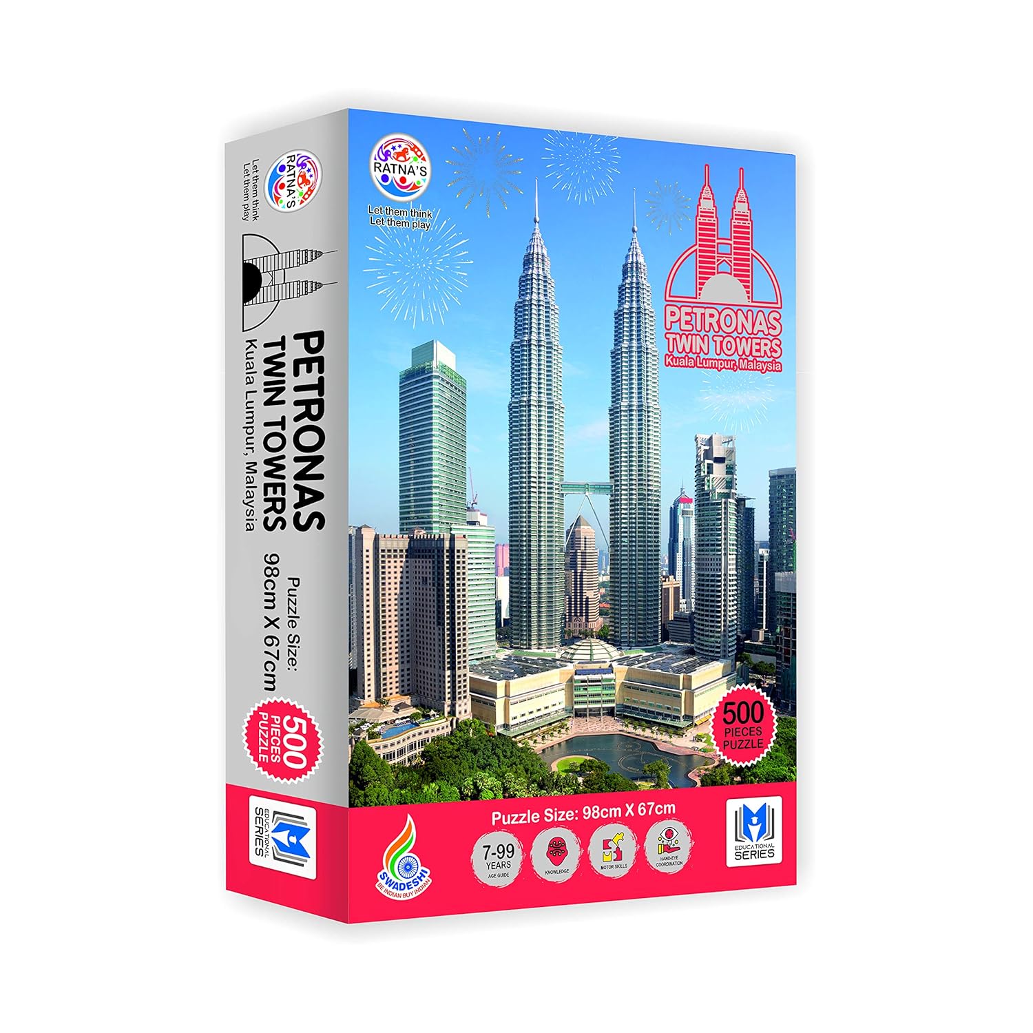 Ratna's Petronas Twin Towers Malaysia 500 Pieces Jumbo Floor Jigsaw Puzzle Multicolor