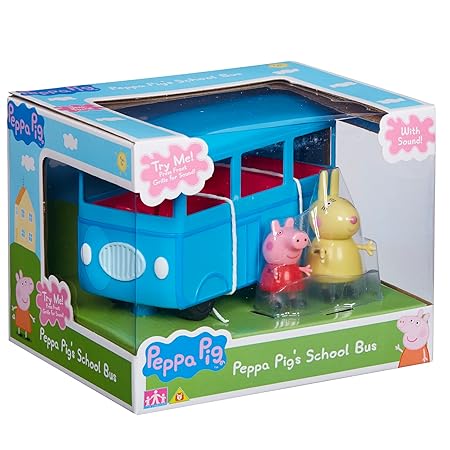 Planet Push Along School Bus with Peppa Pig and Mrs Rabbit Figures - Multicolor