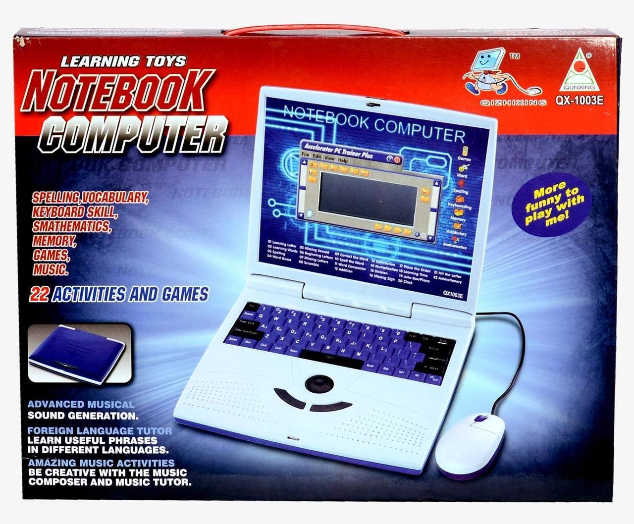 Notebook Laptop Computer with Activities and Games (Includes Mouse) for Kids Battery Operated - 22 Activities