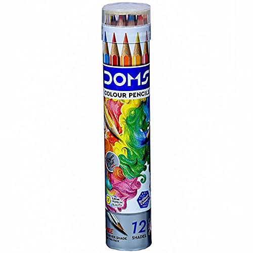 Doms 12 Shades Super Soft Color Pencils Round Tin Box - Multicolor - Pack of 3 Pcs