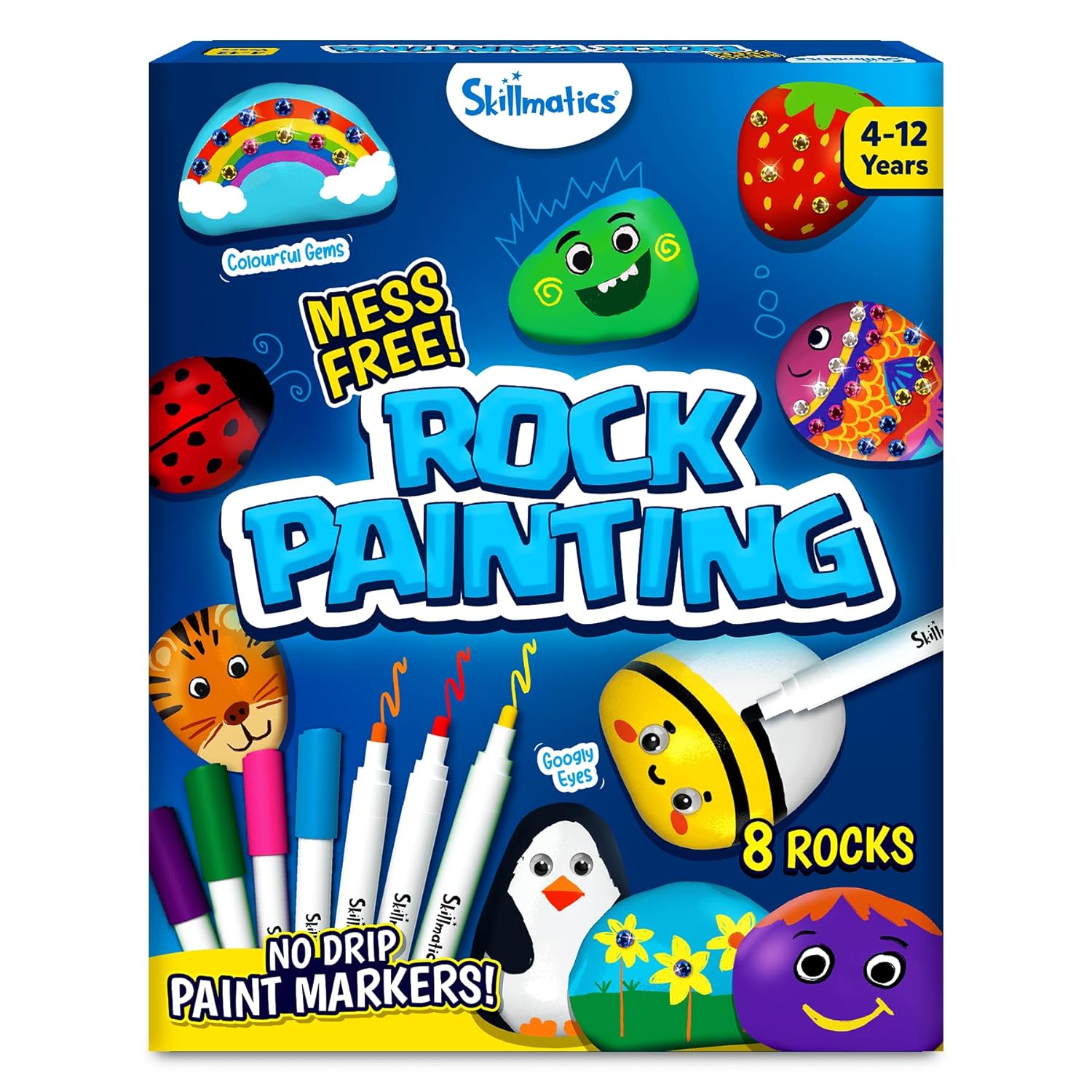 Skillmatics Rock Painting Kit - Mess-Free Art & Craft Activity for Girls & Boys - Multicolor