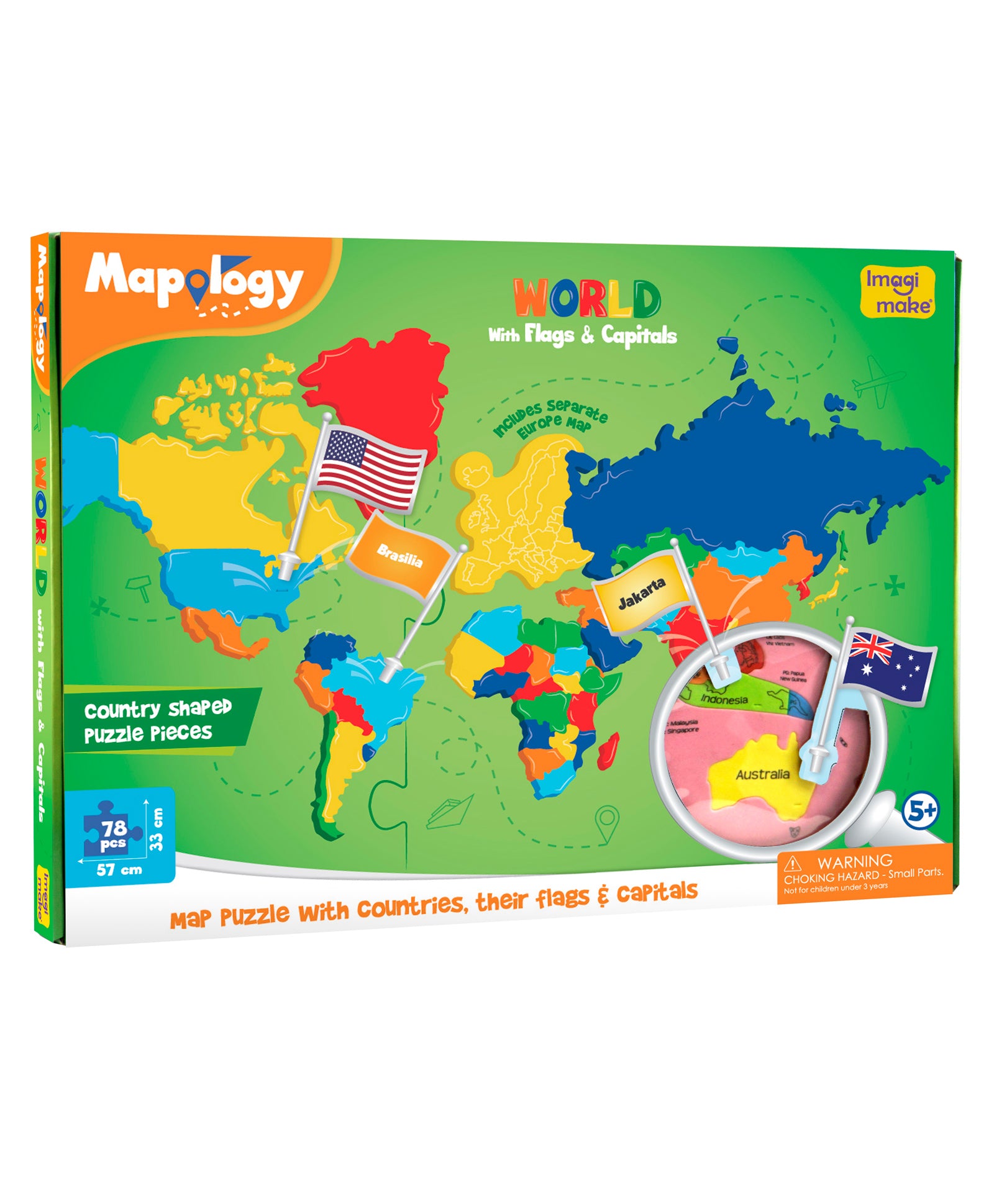 Imagimake Mapology World With Flags and Capitals Multicolour