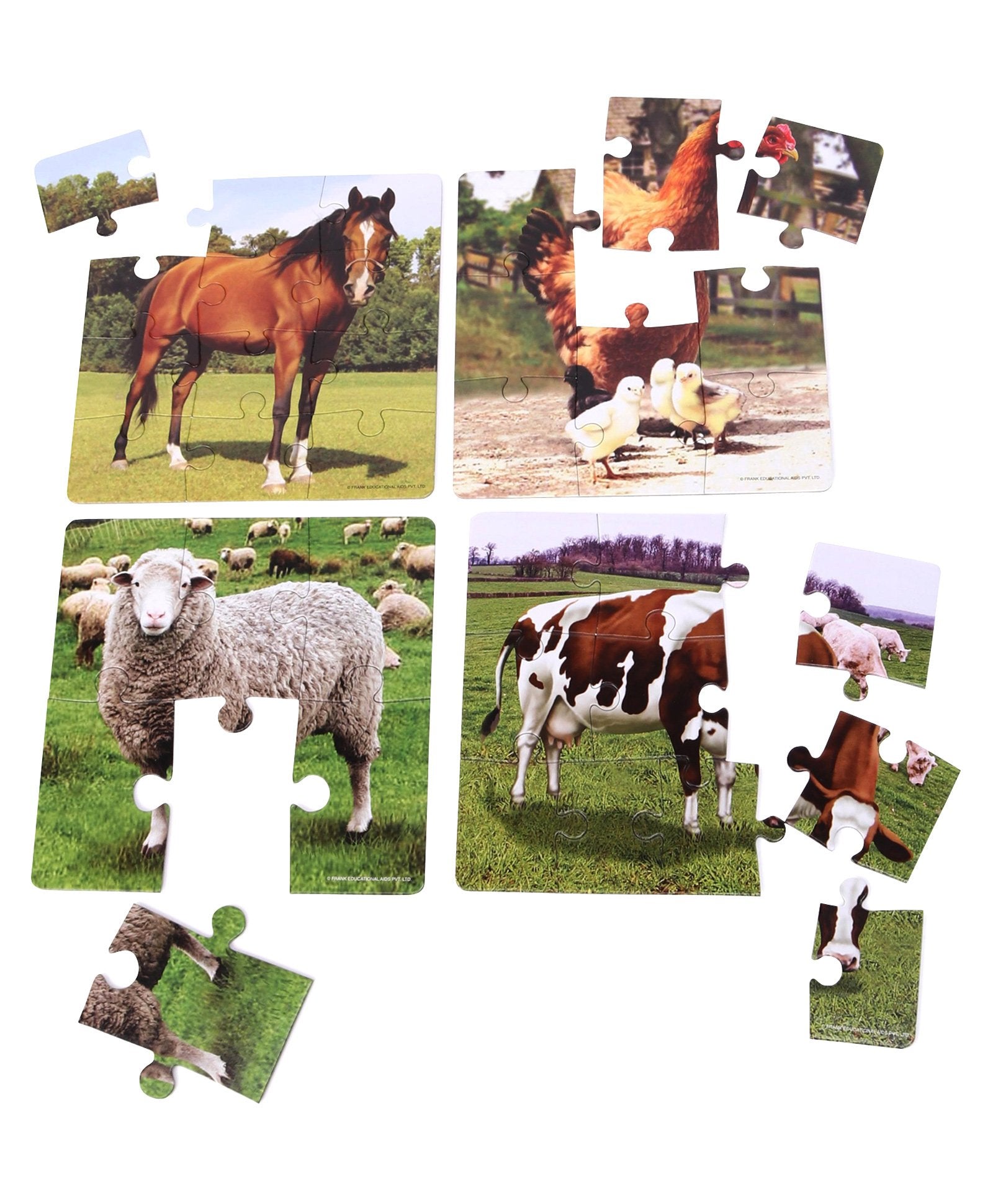Frank At The Farm Jigsaw Puzzle Multicolor Set of 4 - 36 Pieces
