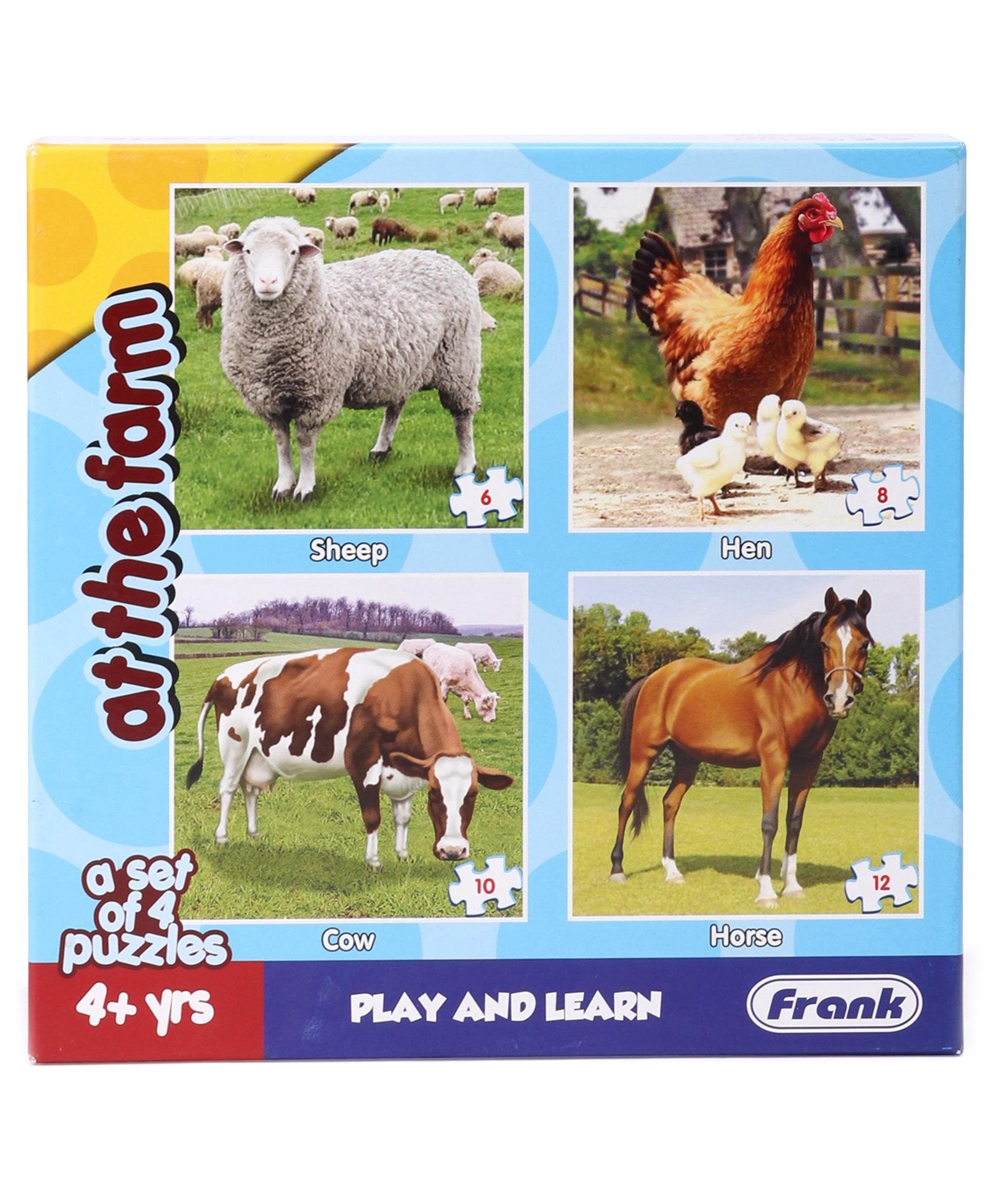 Frank At The Farm Jigsaw Puzzle Multicolor Set of 4 - 36 Pieces