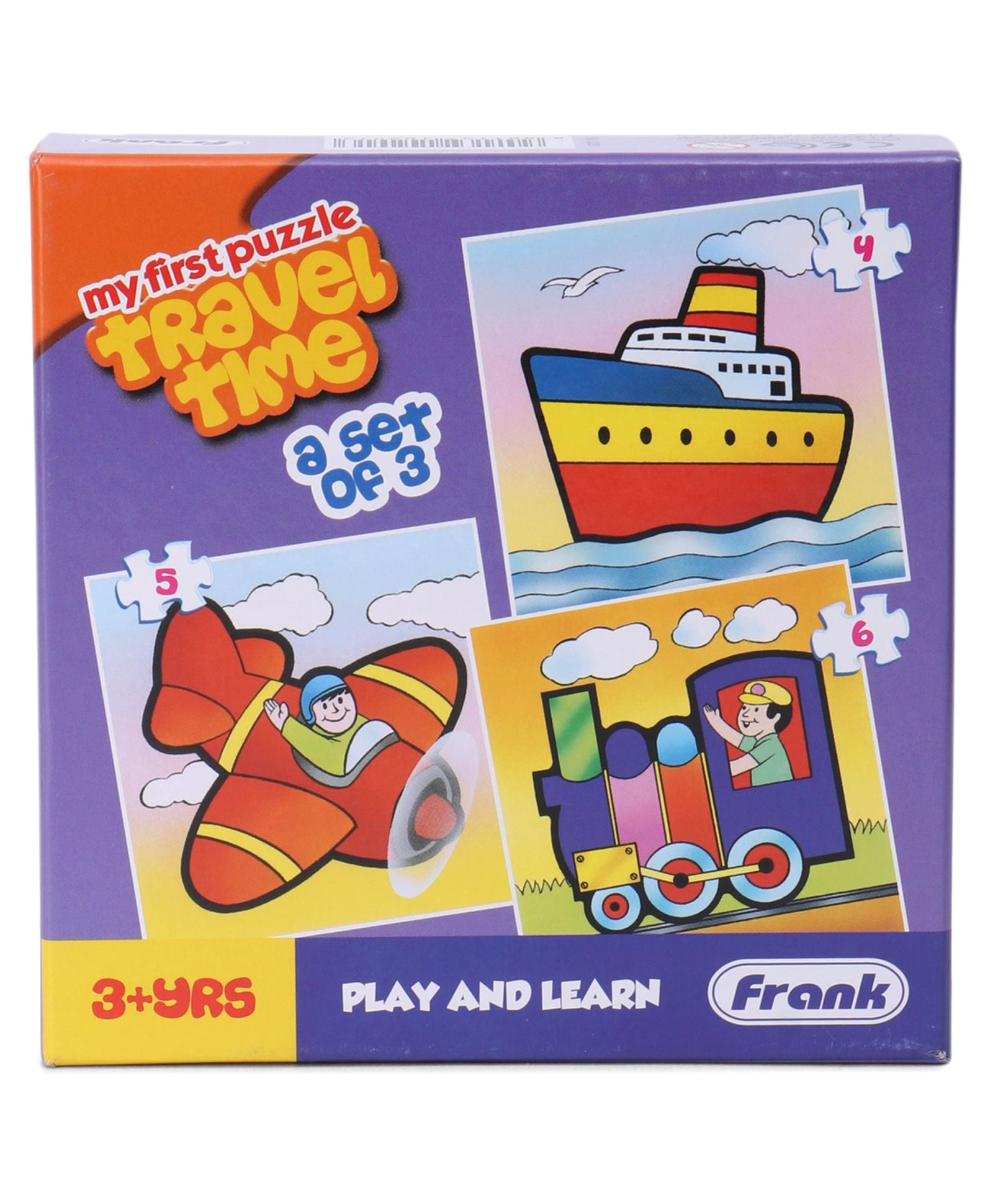 Frank Play and Learn Travel Time Jigsaw Puzzle Multicolor Set of 3 - 15 Pieces