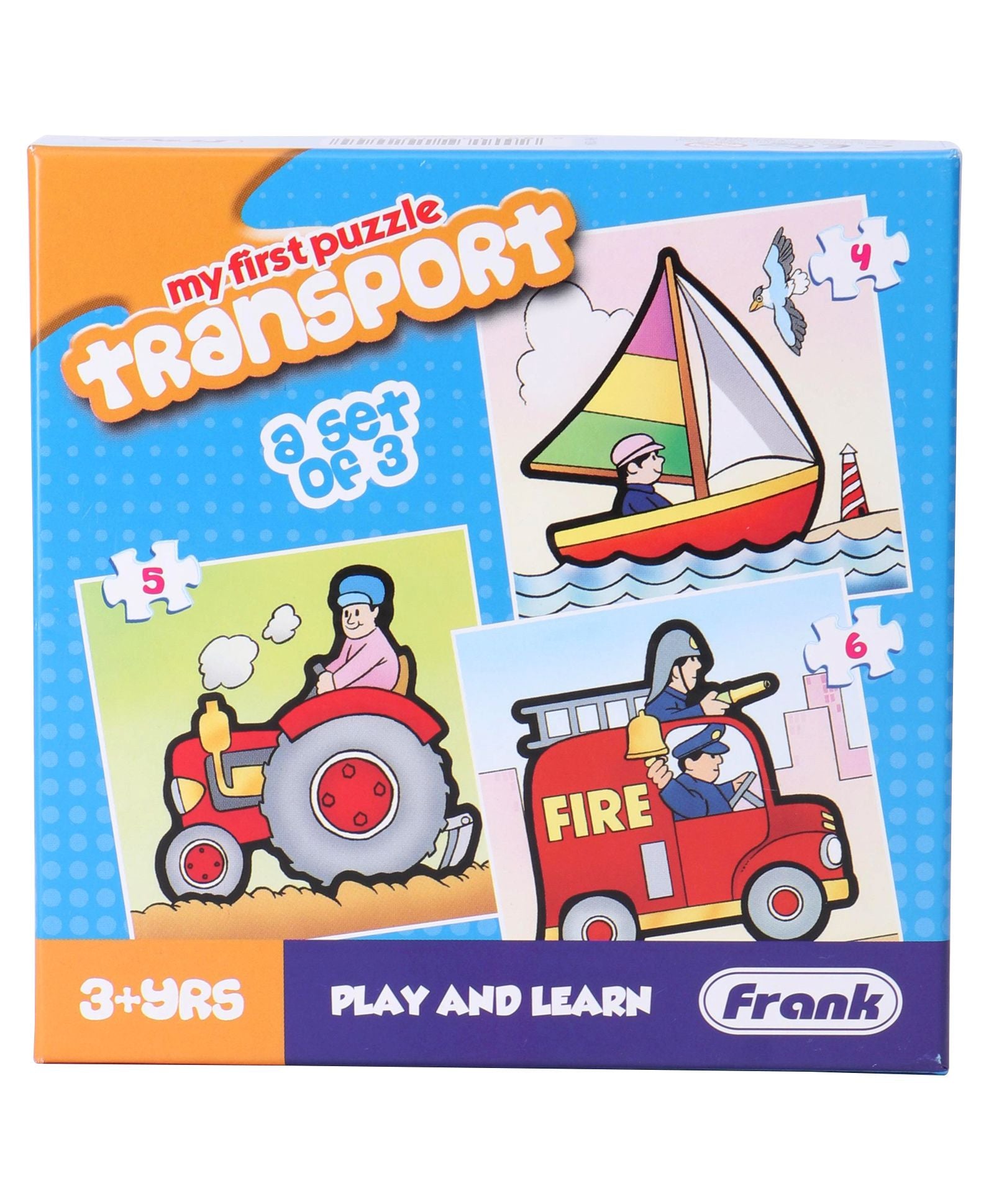 Frank Transport Jigsaw Puzzle Set of 3 Multicolor - 15 Pieces