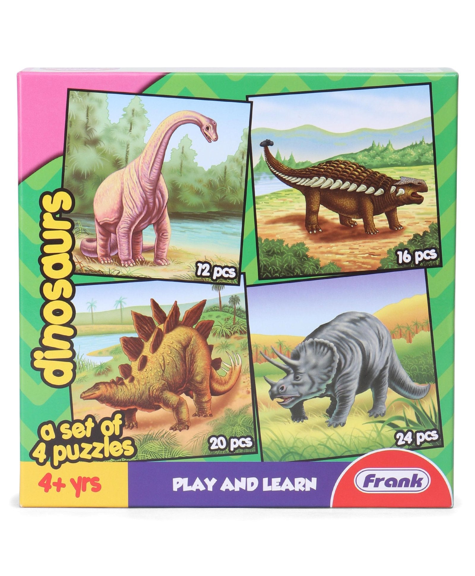 Frank Dinosaurs Jigsaw Puzzle Multicolor Set of 4 - 72 Pieces