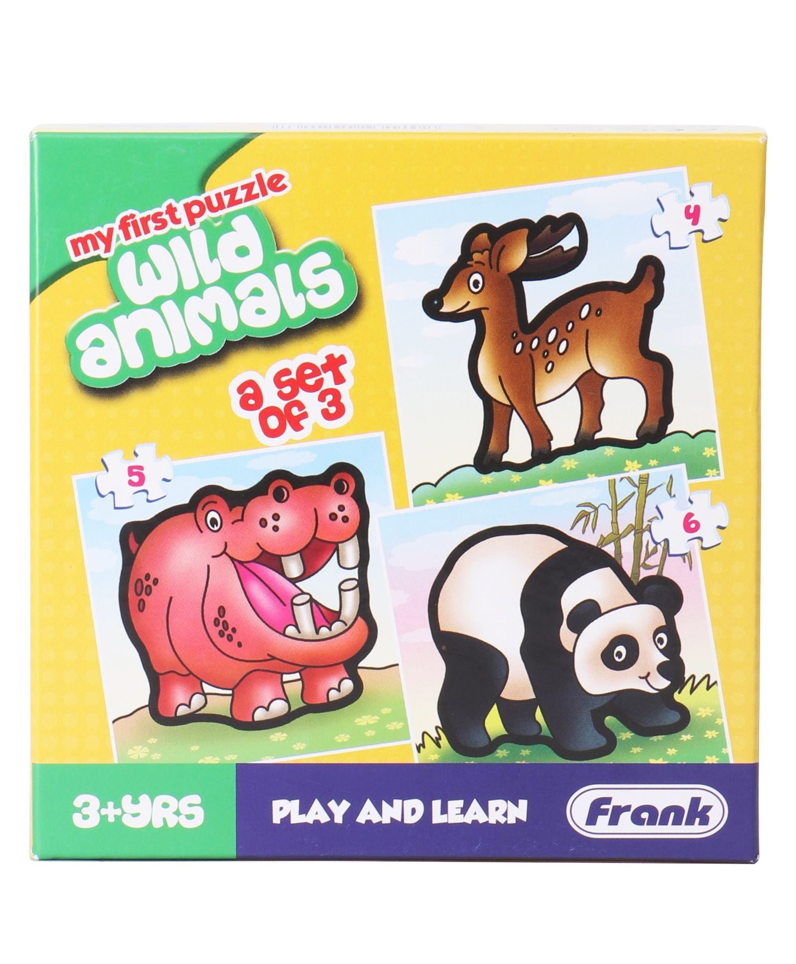Frank Wild Animals Puzzle Set of 3 Multicolor - 15 Pieces