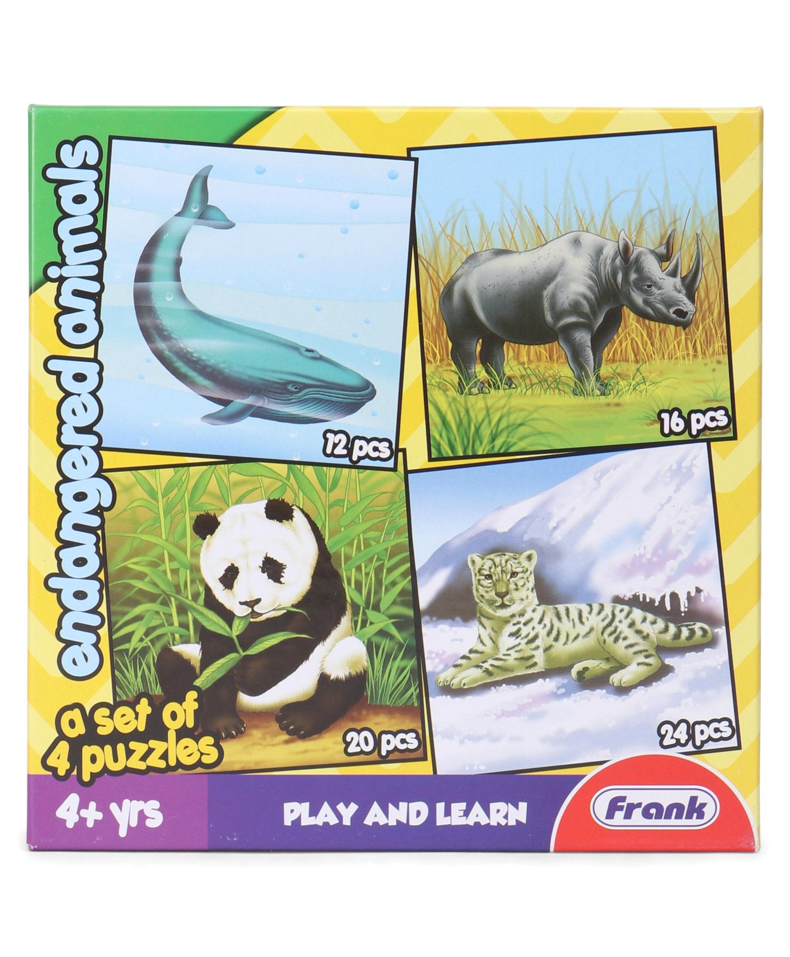 Frank Endangered Animals Jigsaw Puzzle Multicolor Set of 4 - 72 Pieces