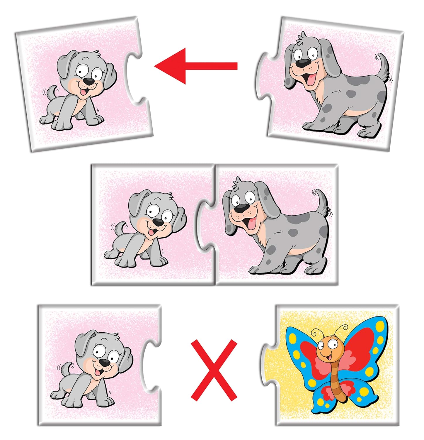 Frank | Animal Babies | 24 self-Correcting Two-Piece Puzzles | Early Learning Series – Fun and Challenging | Educational Toys and Games for kids - Multicolor