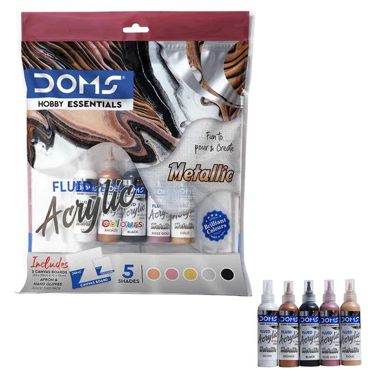 DOMS Metallic Fluid Acrylic Painting Set - Multicolor - Pack of 1
