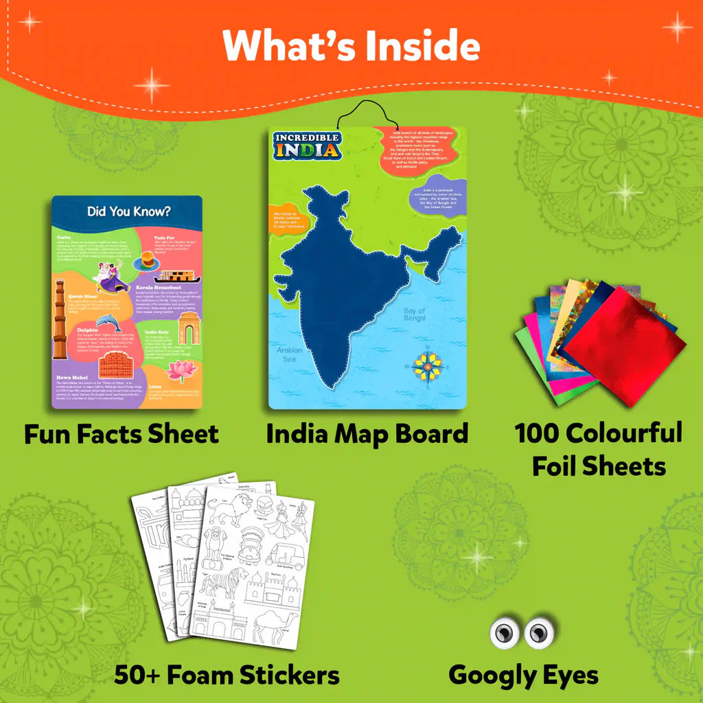 Foil Fun Incredible India – No Mess Foil Art & Craft Kit (Ages 4-12)