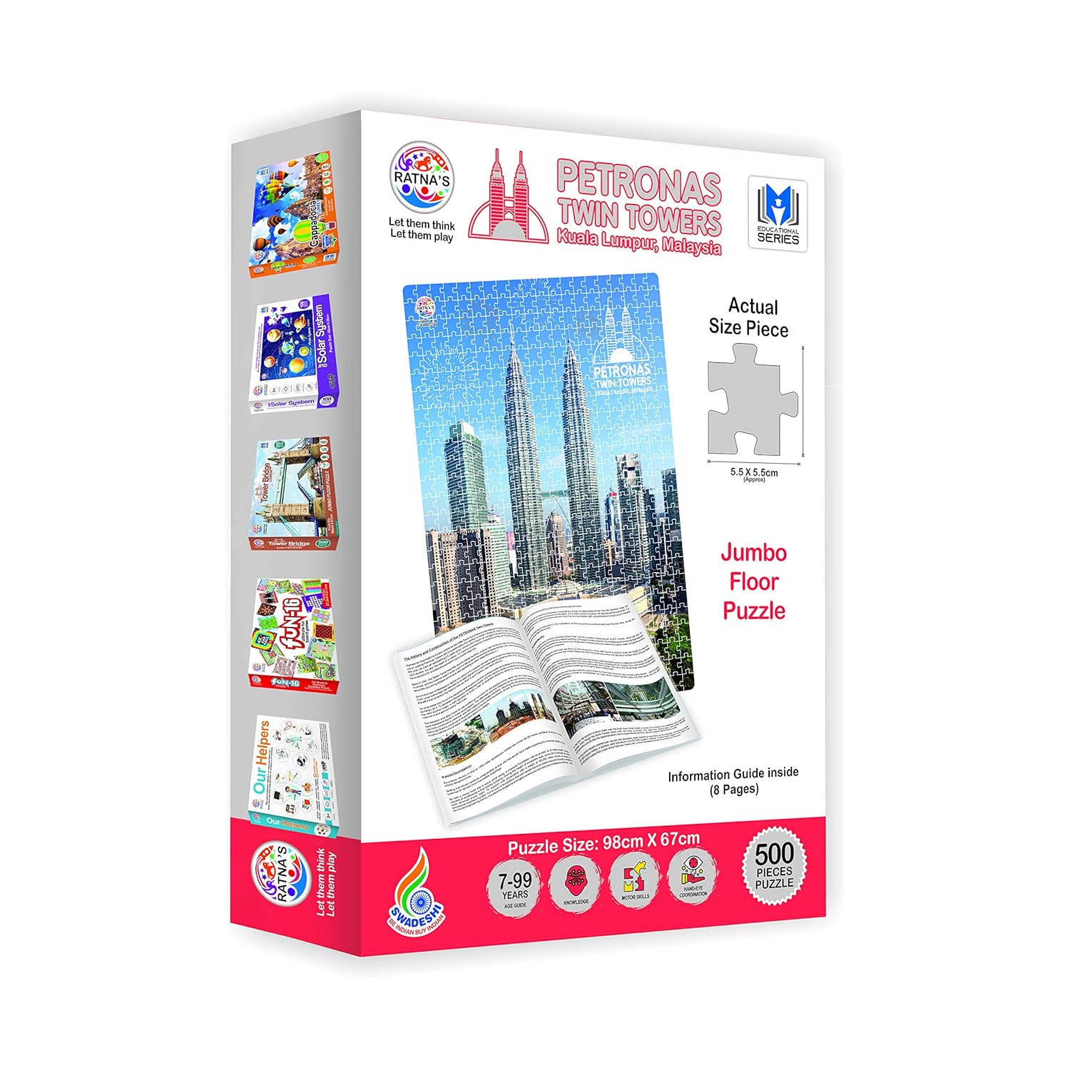 Ratna's Petronas Twin Towers Malaysia 500 Pieces Jumbo Floor Jigsaw Puzzle Multicolor