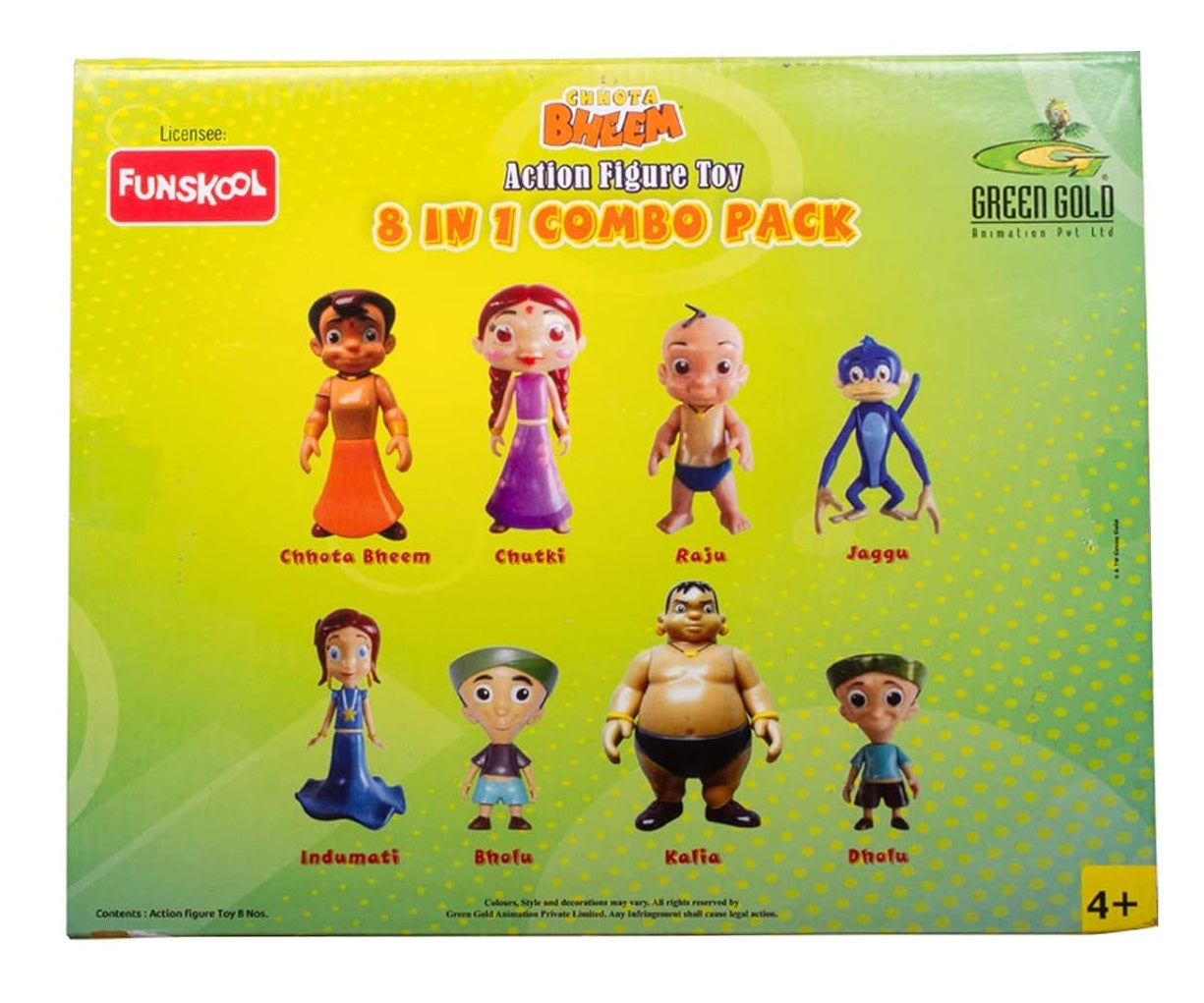 Funskool Chhota Bheem 8 in 1 Combo,Green Gold Chhota Bheem and Friends- Multicolor